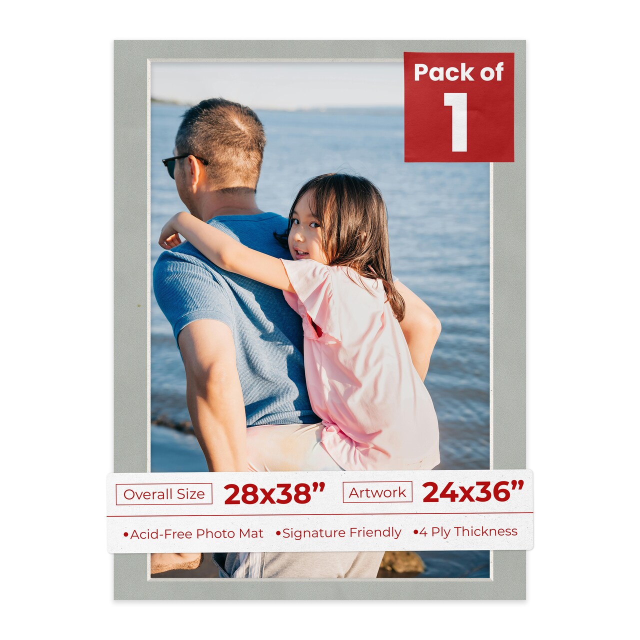 Light Grey Suede Mat Board for 28x38 Frames - Fits 24x36 Photos